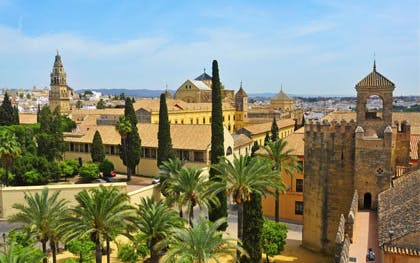 Cordoba cityscape with the Mosque-Cathedral and Alcazar de los Reyes Cristianos.