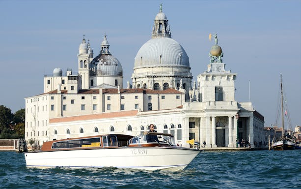 Water taxi near Basilica di Santa Maria della Salute, Venice.