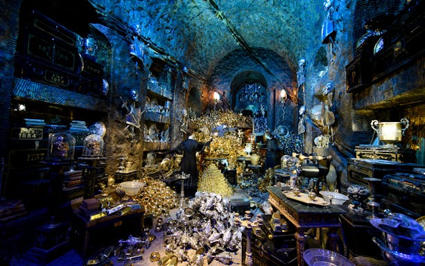 Gringotts vault with treasures at Warner Bros. Studio Harry Potter Tour, London.