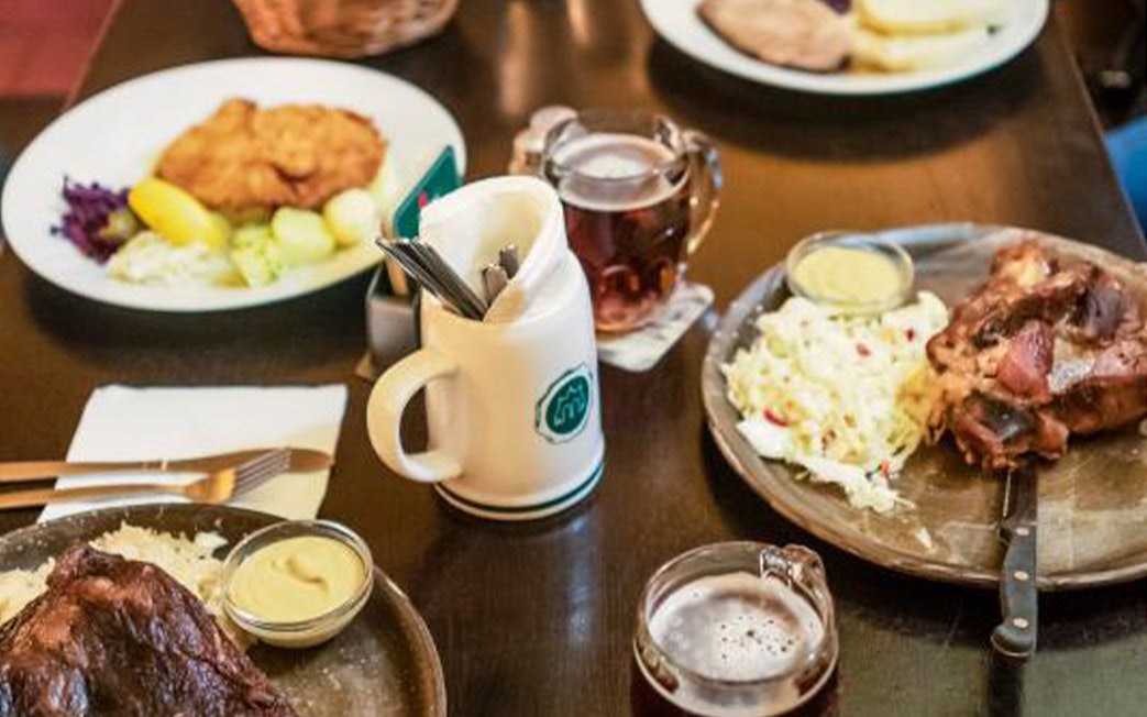 Traditional Czech meal with beer on the Legendary Beer Tour of Prague.