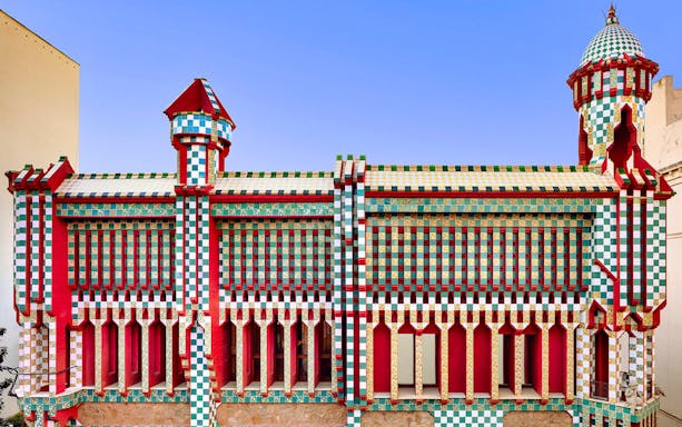 Casa Vicens facade with colorful tiles, Barcelona, Gaudi's first house.
