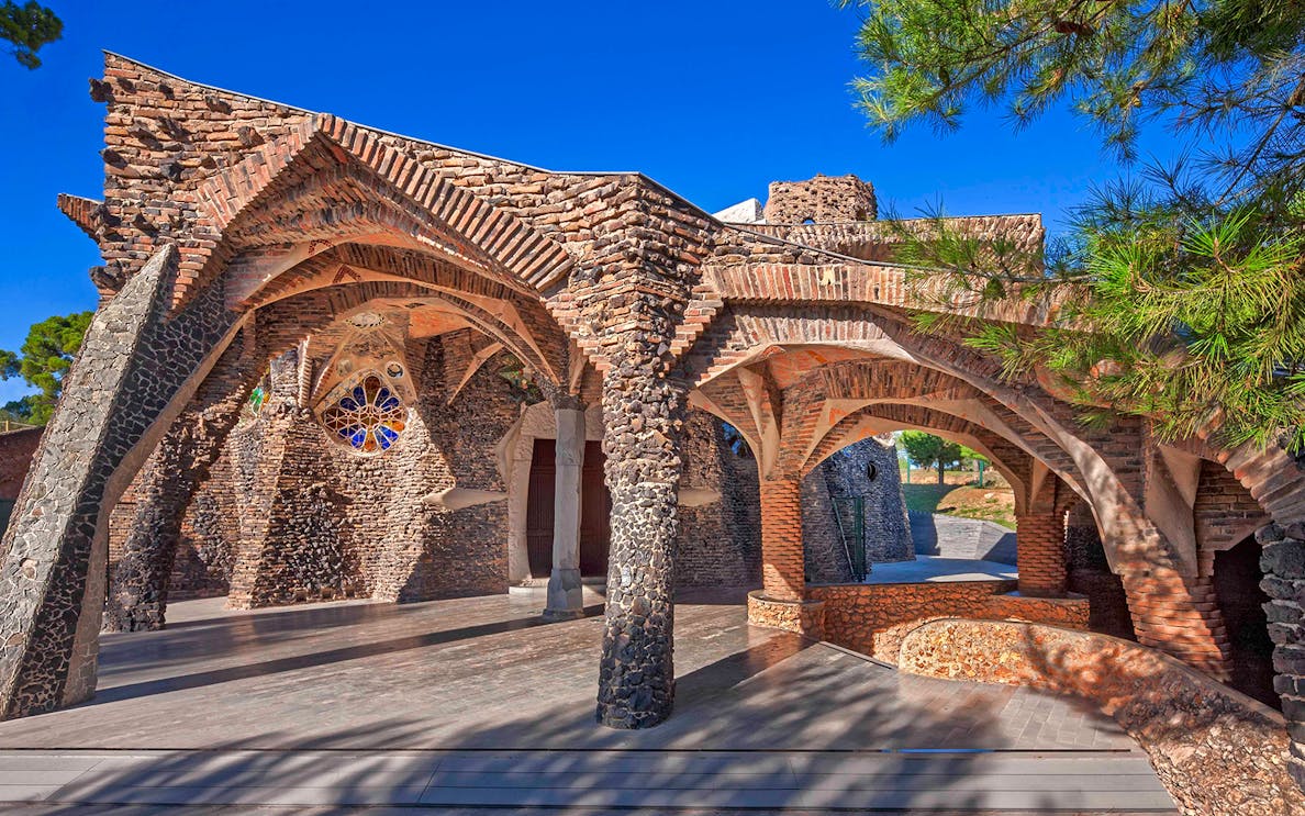 Colonia Güell Crypt with unique brick arches near Barcelona.