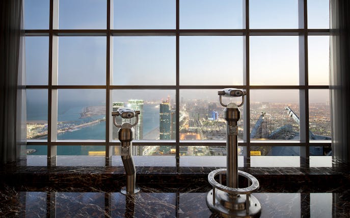 View of Abu Dhabi skyline from Jumeirah at Etihad Towers Observation Deck.