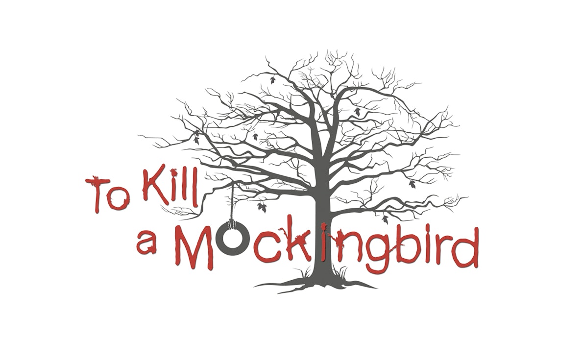 To Kill a Mockingbird title with tree and tire swing illustration