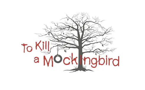 To Kill a Mockingbird title with tree and tire swing illustration