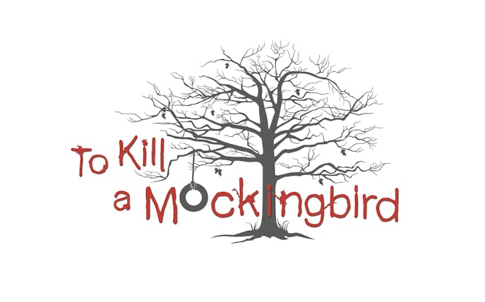 To Kill a Mockingbird title with tree and tire swing illustration