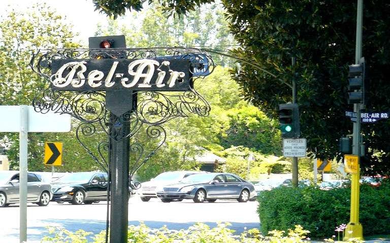 Bel-Air sign in Los Angeles, starting point for Movie Stars' Homes Tour.