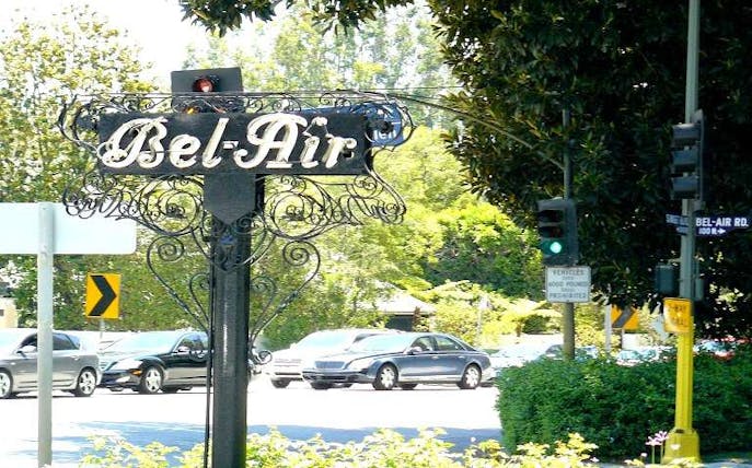 Bel-Air sign in Los Angeles, starting point for Movie Stars' Homes Tour.