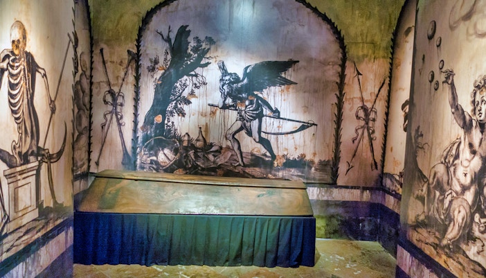 Capuchin Crypt in Brno with bone displays, part of Catacombs of Rome Exclusive After Hours Tour.