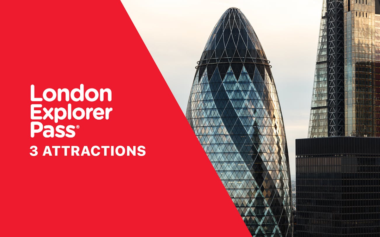 London Explorer Pass with view of the Gherkin and nearby skyscrapers.