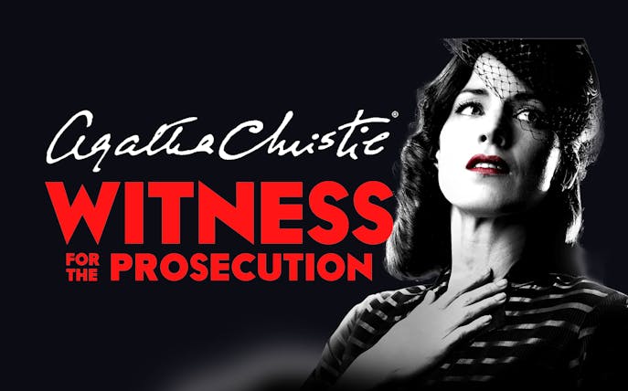 Witness for the Prosecution poster with dramatic portrait of a woman.