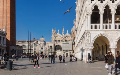 Piazza San Marco with St. Mark's Basilica and Doge's Palace in Venice.