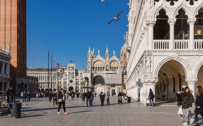 Piazza San Marco with St. Mark's Basilica and Doge's Palace in Venice.