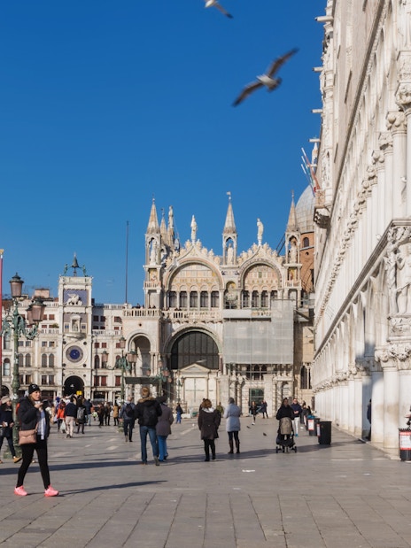 Piazza San Marco with St. Mark's Basilica and Doge's Palace in Venice.