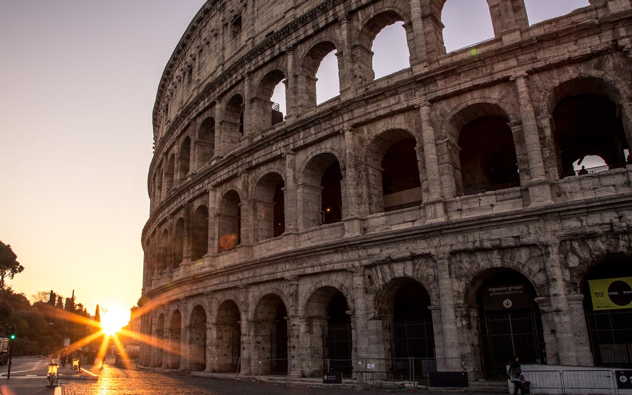 Colosseum at sunrise, Rome, part of a small group guided tour.