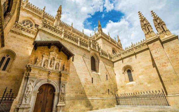 Gothic architecture of the Royal Chapel in Granada, near Alhambra, Albaicin y Sacromonte.