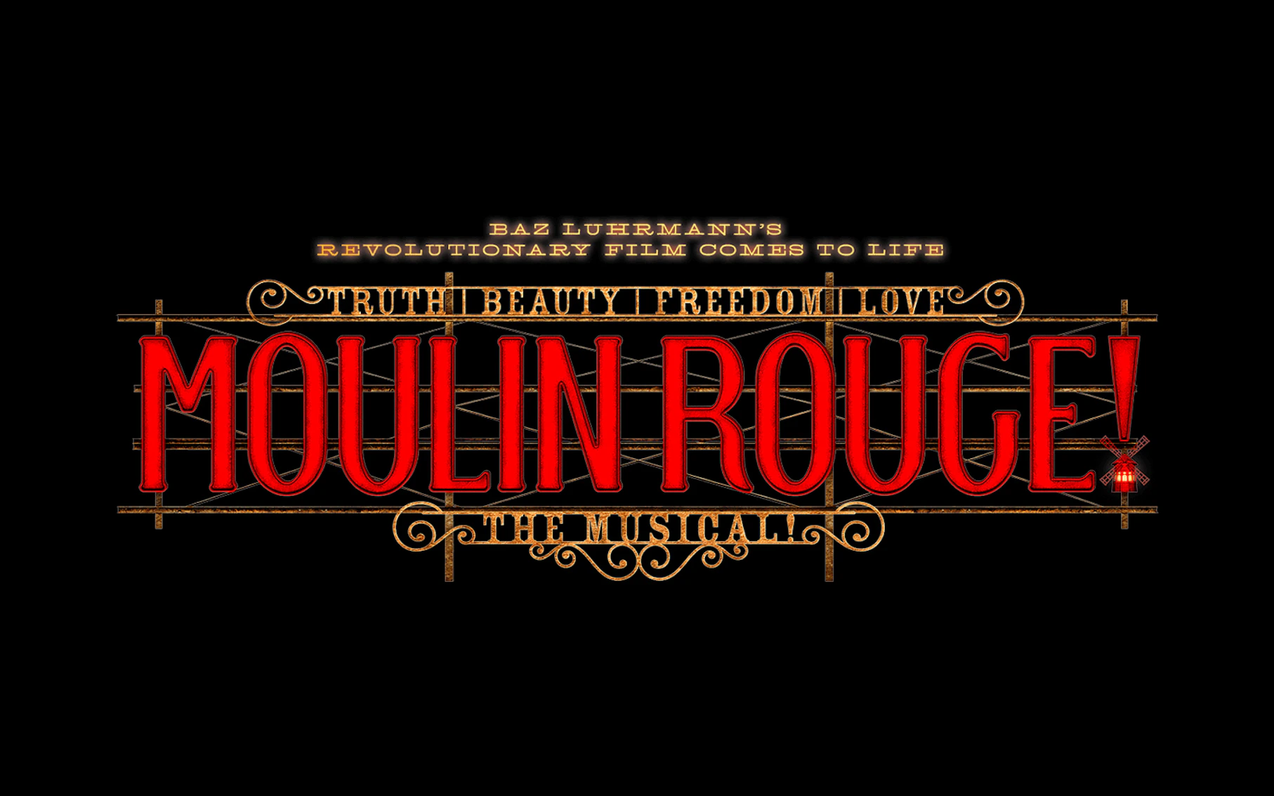 Moulin Rouge! The Musical logo with red and gold lettering.