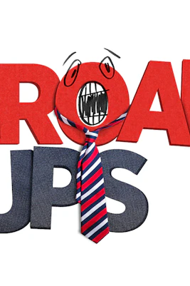 Groan Ups logo with a tie and expressive face in the letter O
