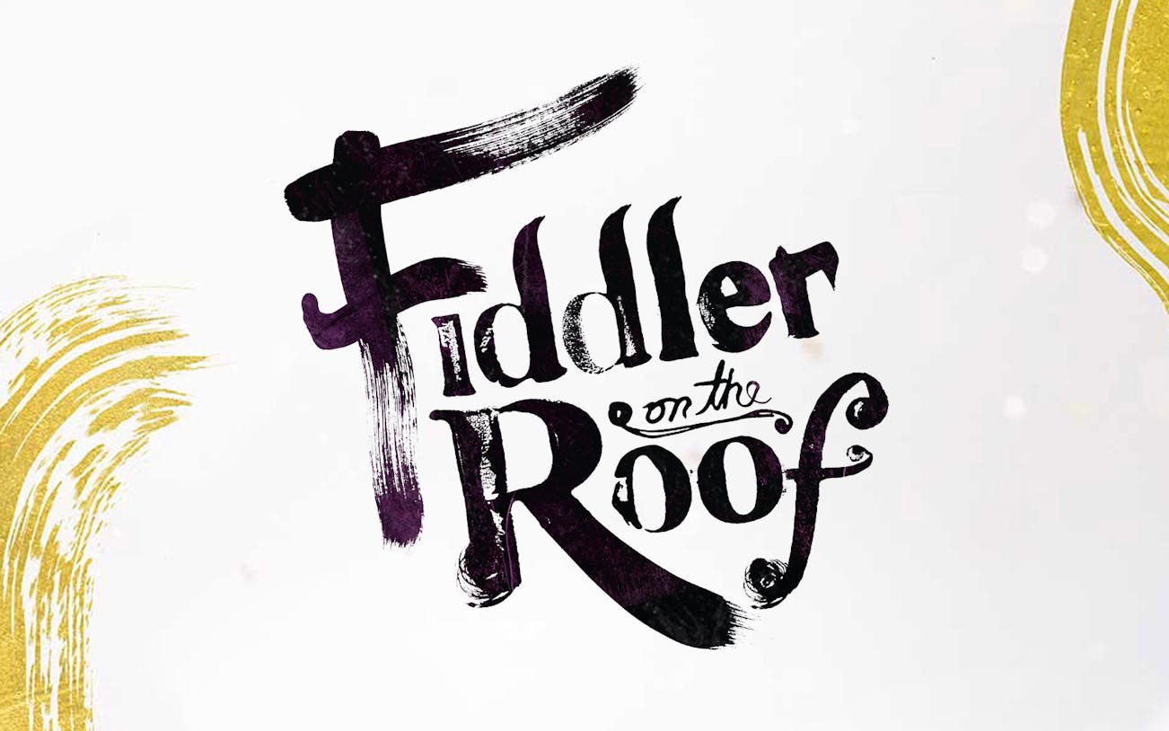 Fiddler On The Roof logo with artistic brushstroke design.