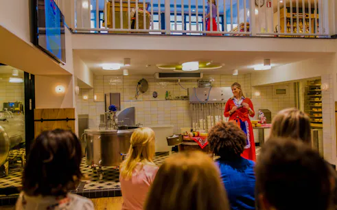 Cheese-making demonstration at Zaanse Schans, part of Amsterdam City Tour.