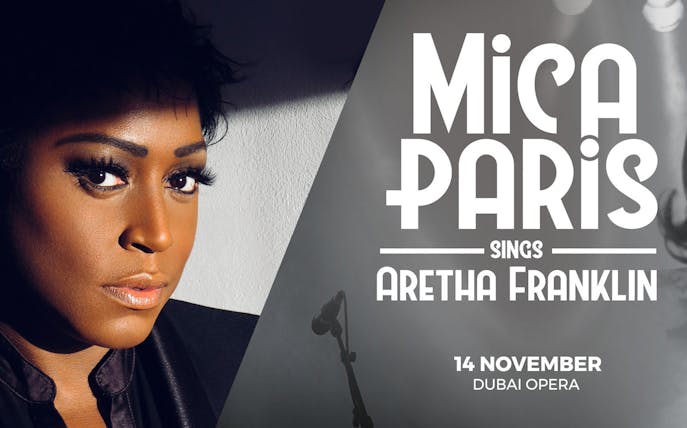 Mica Paris concert poster for Aretha Franklin tribute at Dubai Opera, 14 November.
