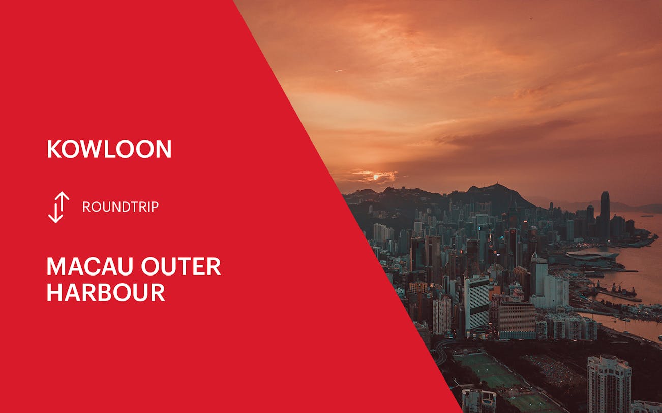 Kowloon to Macau Outer Harbour ferry transfer at sunset.