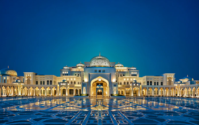 Qasr Al Watan illuminated at night, Abu Dhabi.