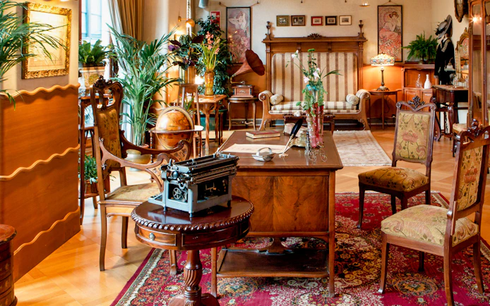 Casa Batlló interior with vintage furniture and decor, Barcelona.