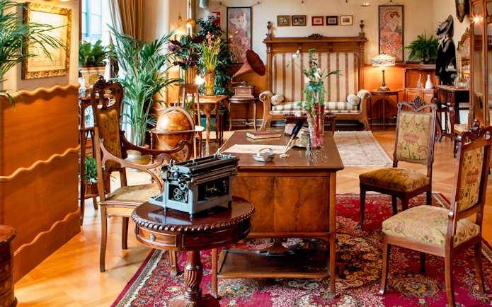 Casa Batlló interior with vintage furniture and decor, Barcelona.