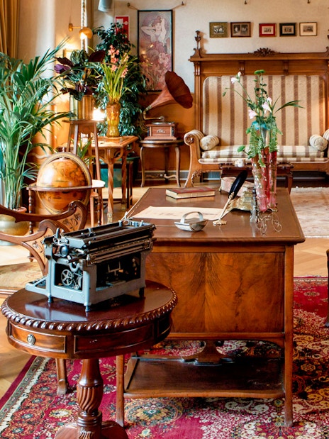 Casa Batlló interior with vintage furniture and decor, Barcelona.