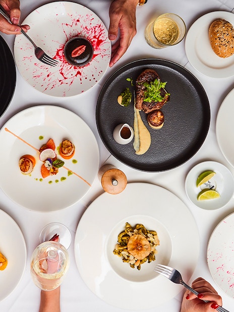 Gourmet dishes served at the Gold Penfolds Dinner & Drinks Cruise, Sydney Harbour.