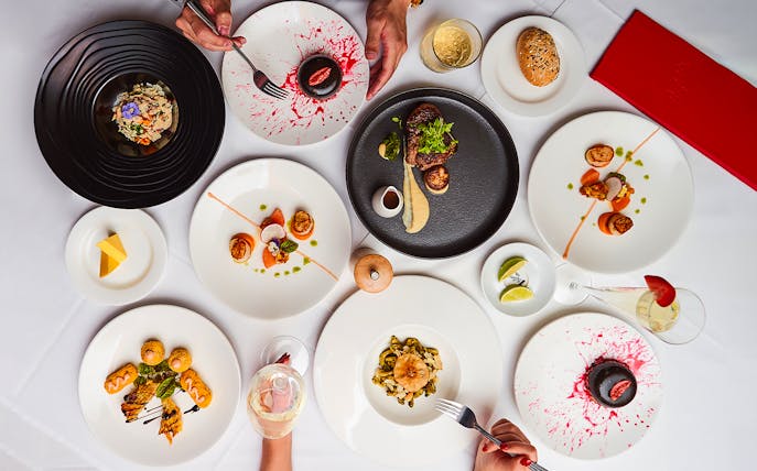 Gourmet dishes served at the Gold Penfolds Dinner & Drinks Cruise, Sydney Harbour.