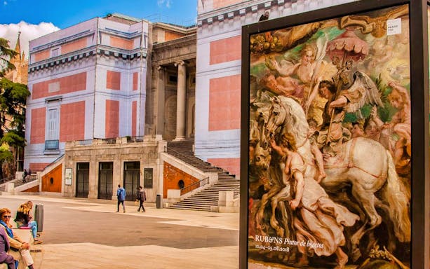 Prado Museum entrance with Rubens painting display, Madrid guided tour.