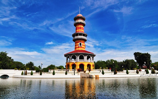 Bang Pa-In Royal Palace tower by a river, Ayutthaya Day Tour.