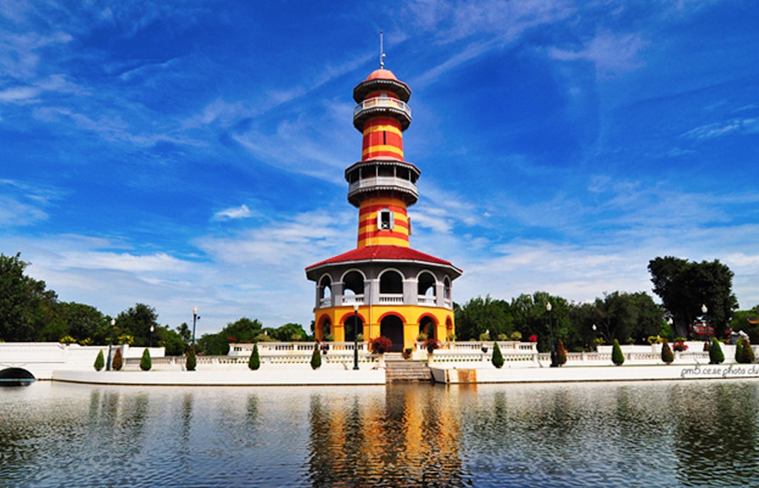 Bang Pa-In Royal Palace tower by a river, Ayutthaya Day Tour.