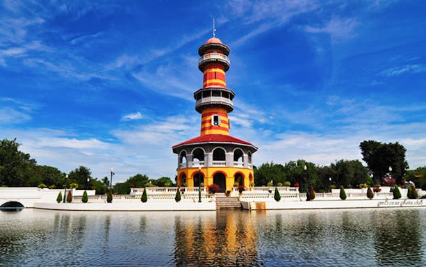 Bang Pa-In Royal Palace tower by a river, Ayutthaya Day Tour.