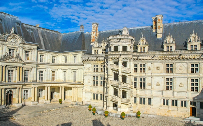 Château de Blois courtyard with Renaissance architecture, Chaumont sur Loire tour.