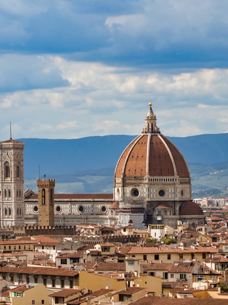 Florence skyline featuring the Duomo and Giotto's Campanile on Uffizi and Duomo tour.