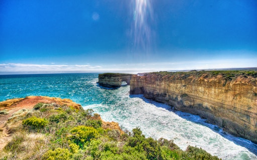 Coastal cliffs and ocean view along the Great Ocean Road, Australia.
