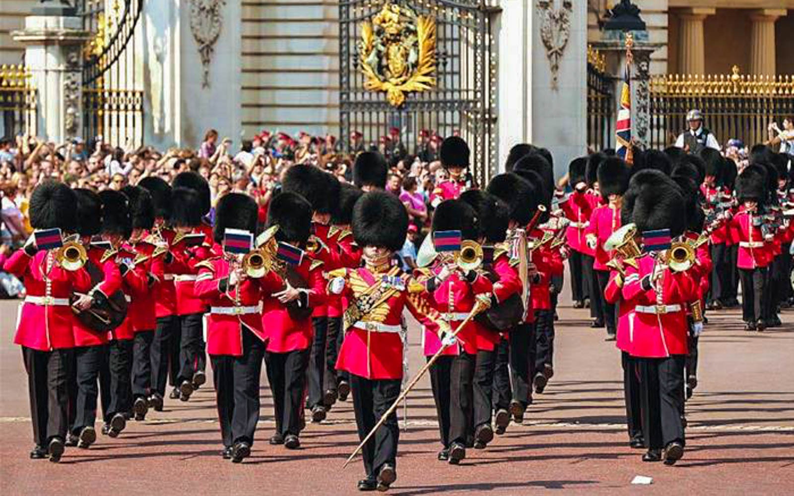 Changing of the Guard ceremony at Buckingham Palace, London.