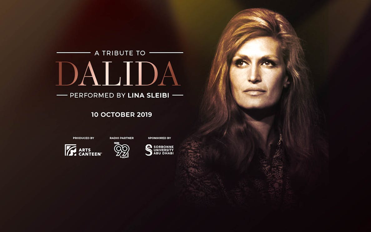 Tribute concert poster for Dalida performed by Lina Sleibi, dated 10 October 2019.