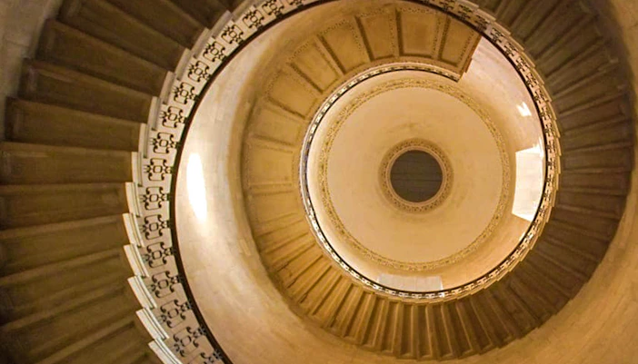 St. Paul's Cathedral spiral staircase view from below, London.