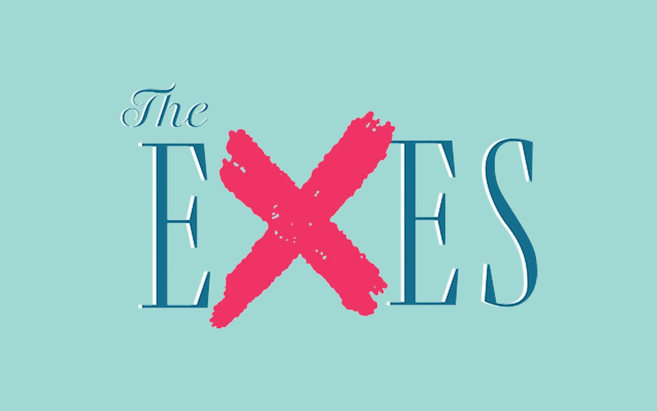 The Exes logo with stylized pink X on blue background.