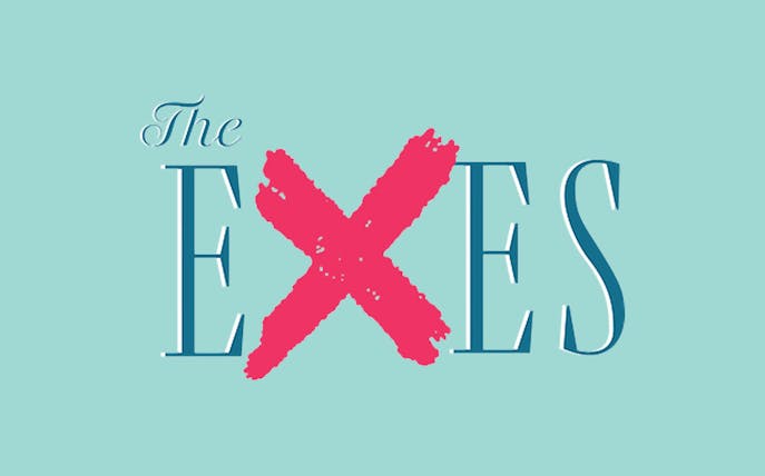 The Exes logo with stylized pink X on blue background.