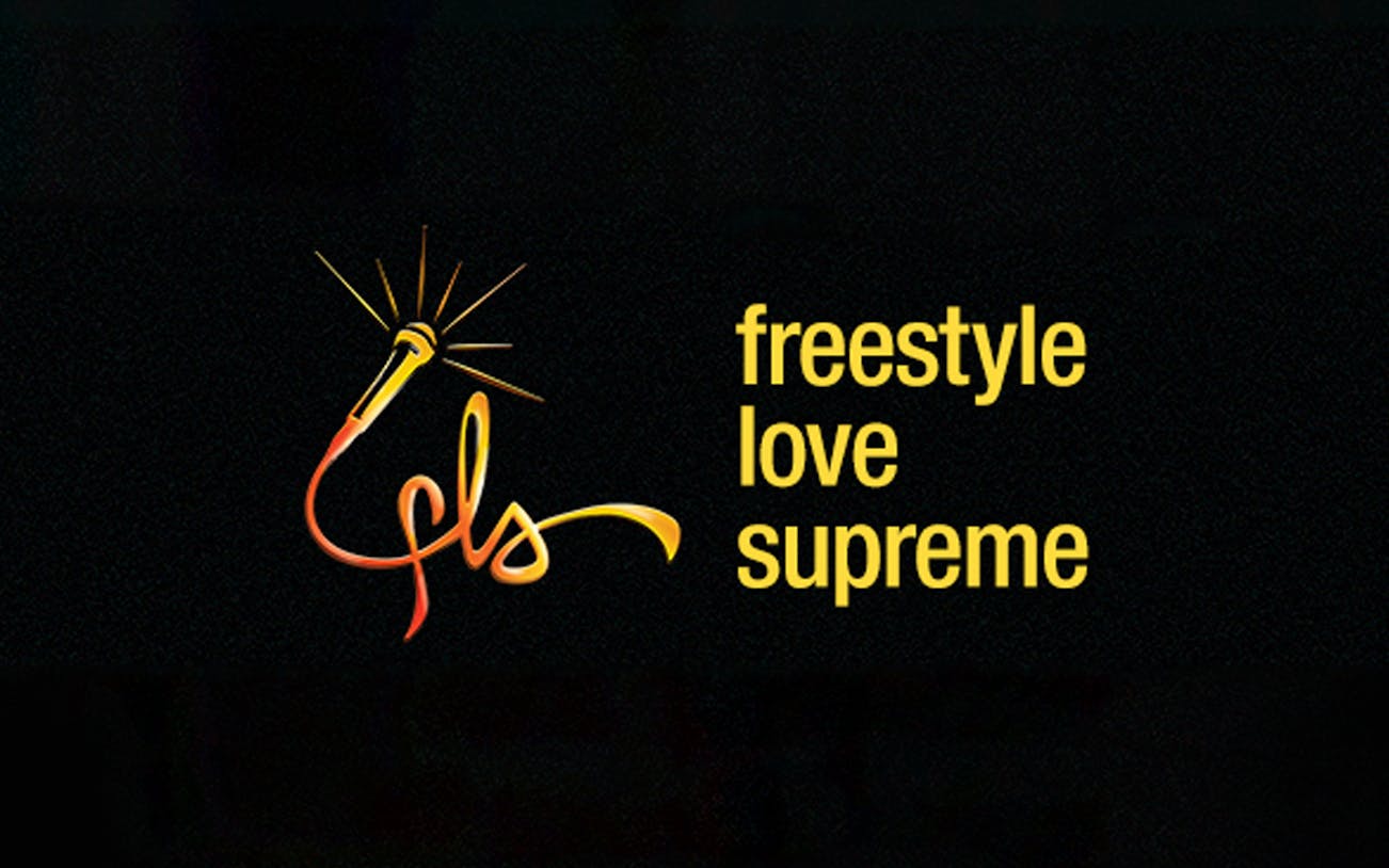 Freestyle Love Supreme logo with microphone graphic.