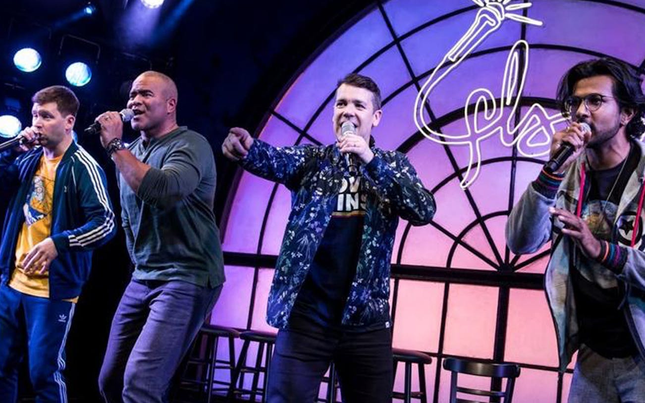 Performers on stage at Freestyle Love Supreme show.