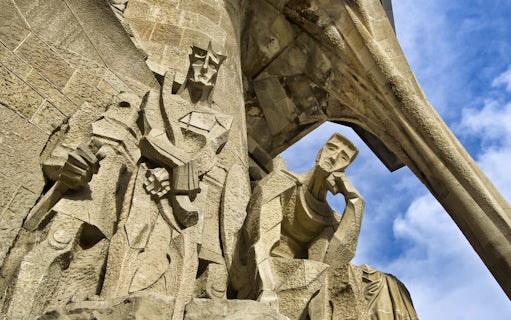 Sculptures on the Passion Facade of Sagrada Familia, Barcelona.