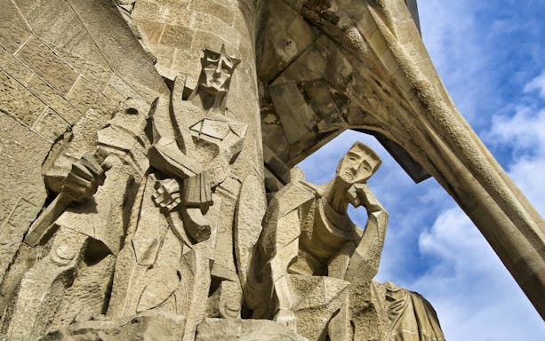 Sculptures on the Passion Facade of Sagrada Familia, Barcelona.
