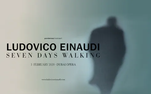 Ludovico Einaudi concert poster for Seven Days Walking at Dubai Opera, February 2020.