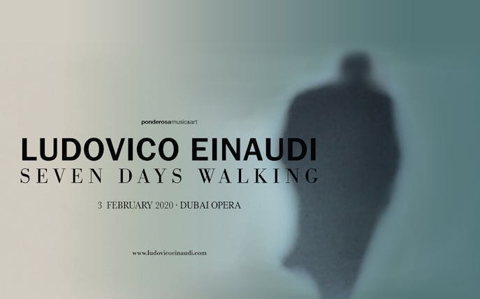 Ludovico Einaudi concert poster for Seven Days Walking at Dubai Opera, February 2020.